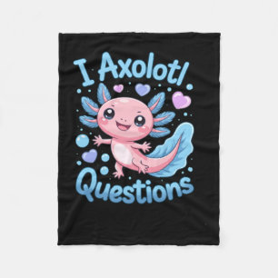 Cobertor De Velo Fofo Kawaii Axolotl Perguntas Azul e Rosa