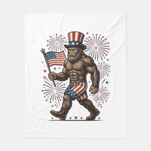 Cobertor De Velo Fogueira Patriótica de Sasquatch Gravura Vintage D