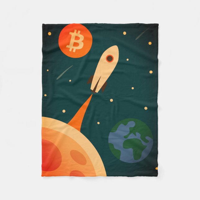 Cobertor De Velo Foguete Bitcoin (Frente)