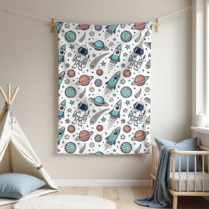 Cobertor De Velo Foguete de planetas personalizados presente para o