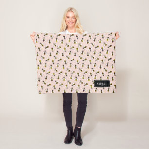 Cobertor De Velo Foguete Russo de Bee Baby Girl com nome personaliz