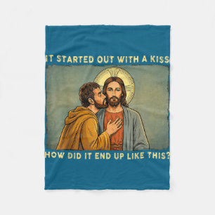 Cobertor De Velo Foi apenas um beijo jesus & judas meme engraçado