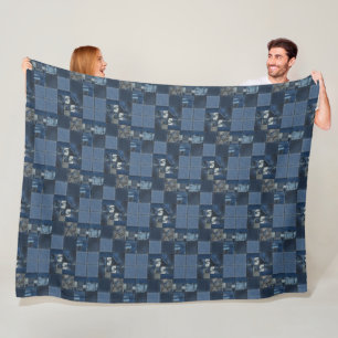 Cobertor De Velo Folchwork Denim Art Illustration No4