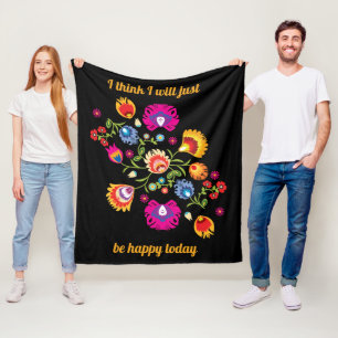 Cobertor De Velo Folclore polonês personalizado com flores cor-de-