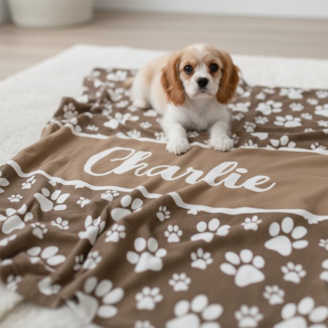 Cobertor De Velo Folha Cozy Imprimir Cobertura Personalizada de Cac (Dog Name Blanket - Personalized cozy pet blanket)