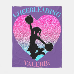 Cobertor De Velo Folha de cheerleader em branco com nome personaliz