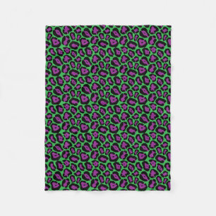 Cobertor De Velo Folha de Impressão de Leopardo Verde e Púrpura