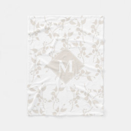 Cobertor De Velo Folha Decorativa De Beige Botânica Monograma