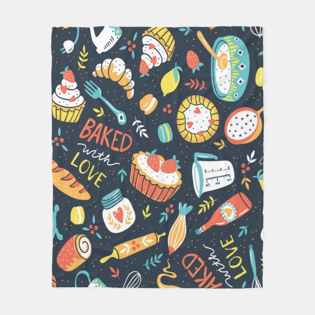 Cobertor De Velo Folha retro padrão sem costura com pontos e flores (Frente)