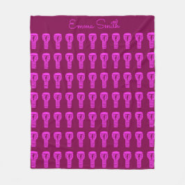 Cobertor De Velo Folha rosa Silhouette Djembe Drum Padrão Roxo