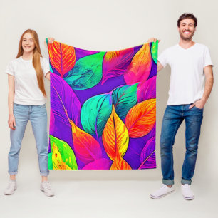 Cobertor De Velo Folhagem Vibrante: Neon Cartoon