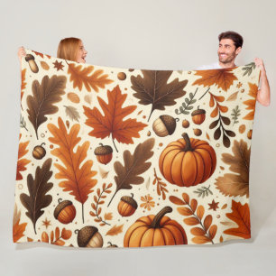 Cobertor De Velo Folhas/abóboras/boletas clássicas do outono