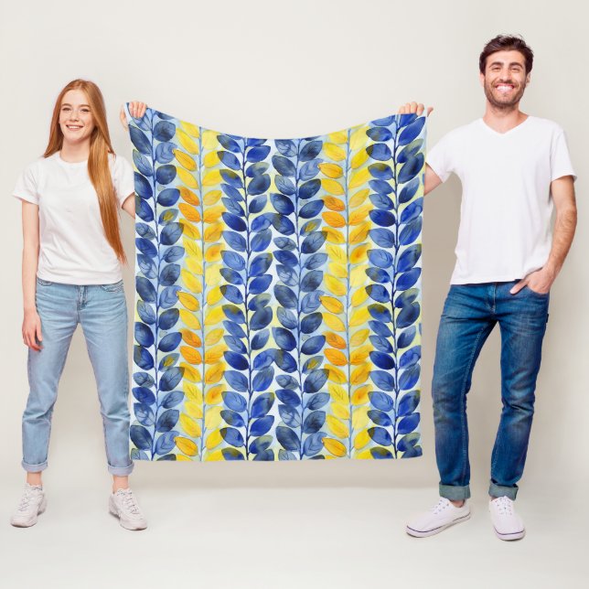 Cobertor De Velo Folhas Amarelas e Azuis (In Situ)