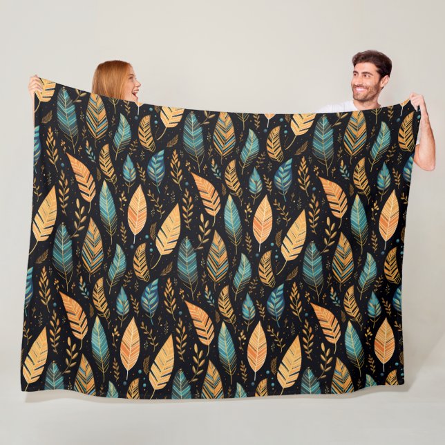 Cobertor De Velo Folhas Boho em azul turquesa (In Situ)