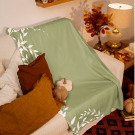 Cobertor De Velo Folhas Botânicas Verde Sage