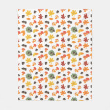 Folhas, castanhas e cogumelos em todos os padrões