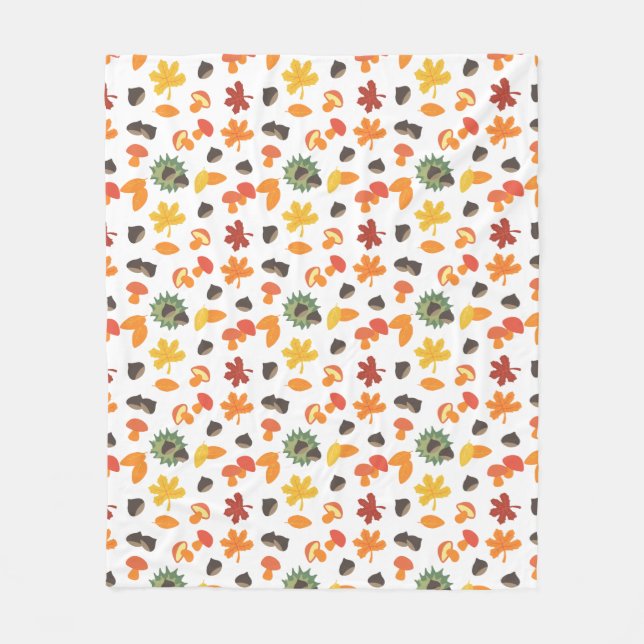 Cobertor De Velo Folhas, castanhas e cogumelos em todos os padrões (Frente)