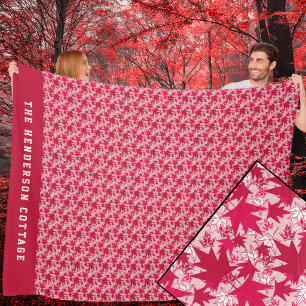 Cobertor De Velo Folhas de Bordo em um Fundo Rosa