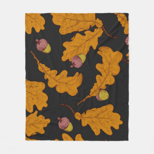 Cobertor De Velo Folhas de carvalho, bolotas, padrão de outono