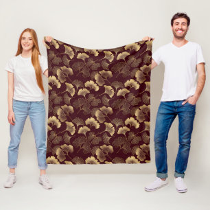 Cobertor De Velo Folhas de Ginkgo Douradas em Botânica Elegante Ver