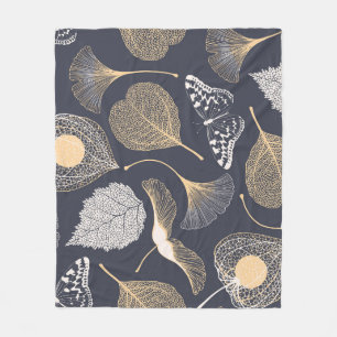 Cobertor De Velo Folhas de Ginkgo: Elegância Floral Invisível.