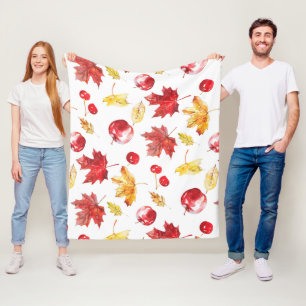 Cobertor De Velo folhas de mapeador de aquarelas, cerejas, maçãs