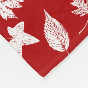 Cobertor De Velo Folhas de outono - branco e vermelho escuro