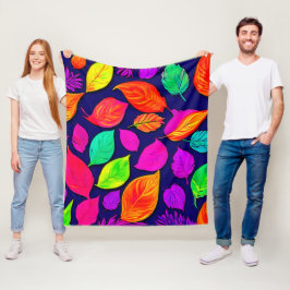 Cobertor De Velo Folhas de outono coloridas Trabalho de arte