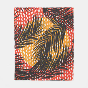 Cobertor De Velo Folhas de palma pretas, traços sem costura