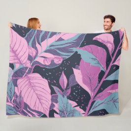 Cobertor De Velo Folhas de Pastel em Fundo Escuro