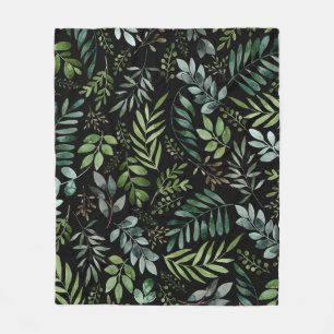 Cobertor De Velo Folhas de verde de aquarela   