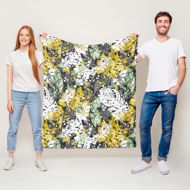 Cobertor De Velo Folhas exóticas da selva tropical sem costura abst (In Situ)