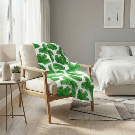 Cobertor De Velo Folhas Frescas de Palma Verde Impressão Tropical
