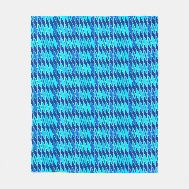 Cobertor De Velo Folhas Modernas de meio século, Cobalt e Sky Blue (Frente)