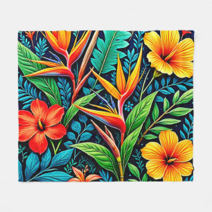 Cobertor De Velo Folhas Tropicais Arte em Flor