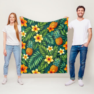 Cobertor De Velo Folhas tropicais e padrão de abacaxi