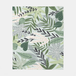 Cobertor De Velo Folhas Tropicais: Impressão de Vintage Desenhado À