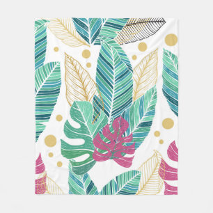 Cobertor De Velo Folhas tropicais. Padrão botânico uniforme. Vint