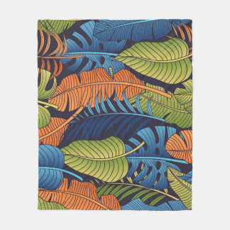 Cobertor De Velo Folhas tropicais, padrão floral sem costura.