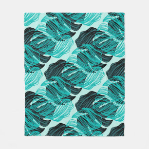 Cobertor De Velo Folhas tropicais verdes de palma design.
