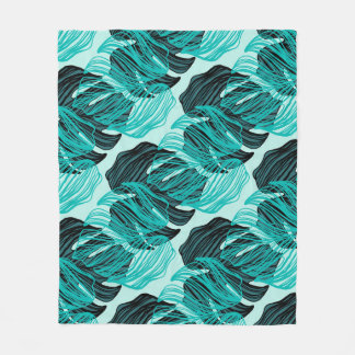 Cobertor De Velo Folhas tropicais verdes de palma design.