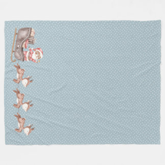 Cobertor De Velo Folheto azul com Papais noeis no trenó