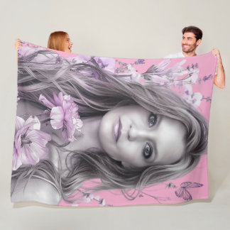 Cobertor De Velo Folheto branco rosa