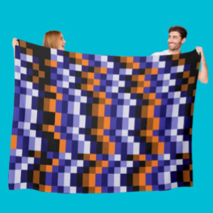 Cobertor De Velo Folheto de Arte Pixel - Blues, Laranja e Terra