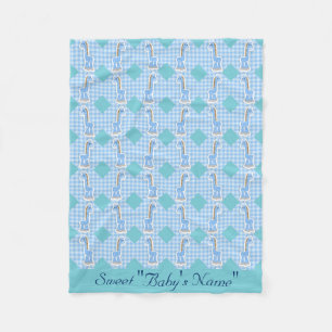 Cobertor De Velo Folheto de cor azul Girafas Design