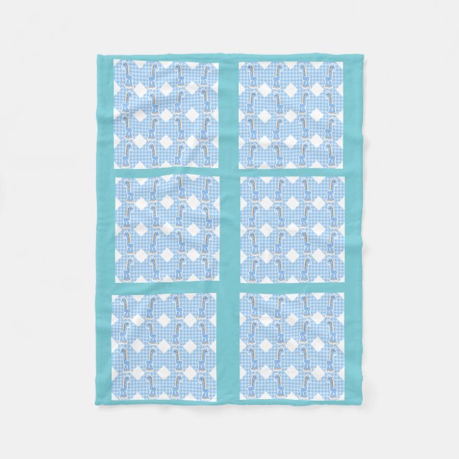 Cobertor De Velo Folheto de cor azul Girafas Design (Frente)