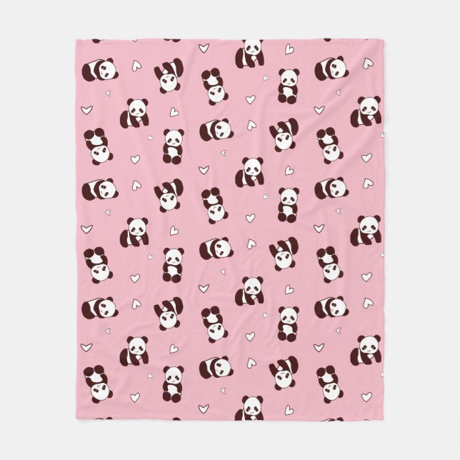 Cobertor De Velo Folheto de Coração Rosa-Panda (Frente)