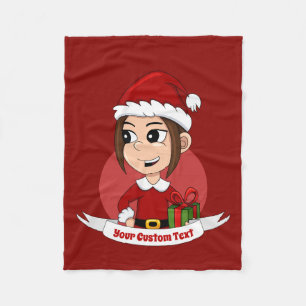 Cobertor De Velo Folheto de desenho da garota de natal personalizad