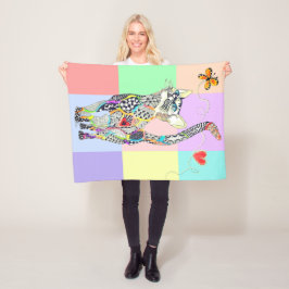 Cobertor De Velo Folheto de Gato Bonito e Colorido