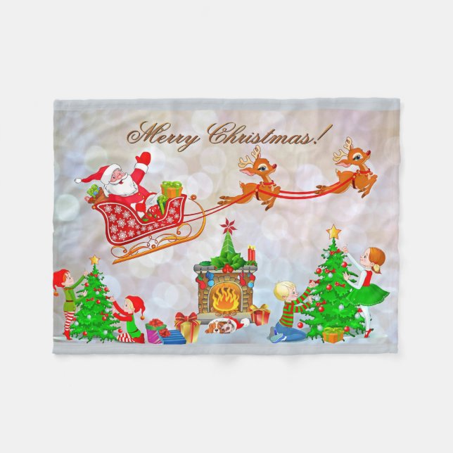 Cobertor De Velo Folheto de Papais noeis de Natal (Frente (Horizontal))